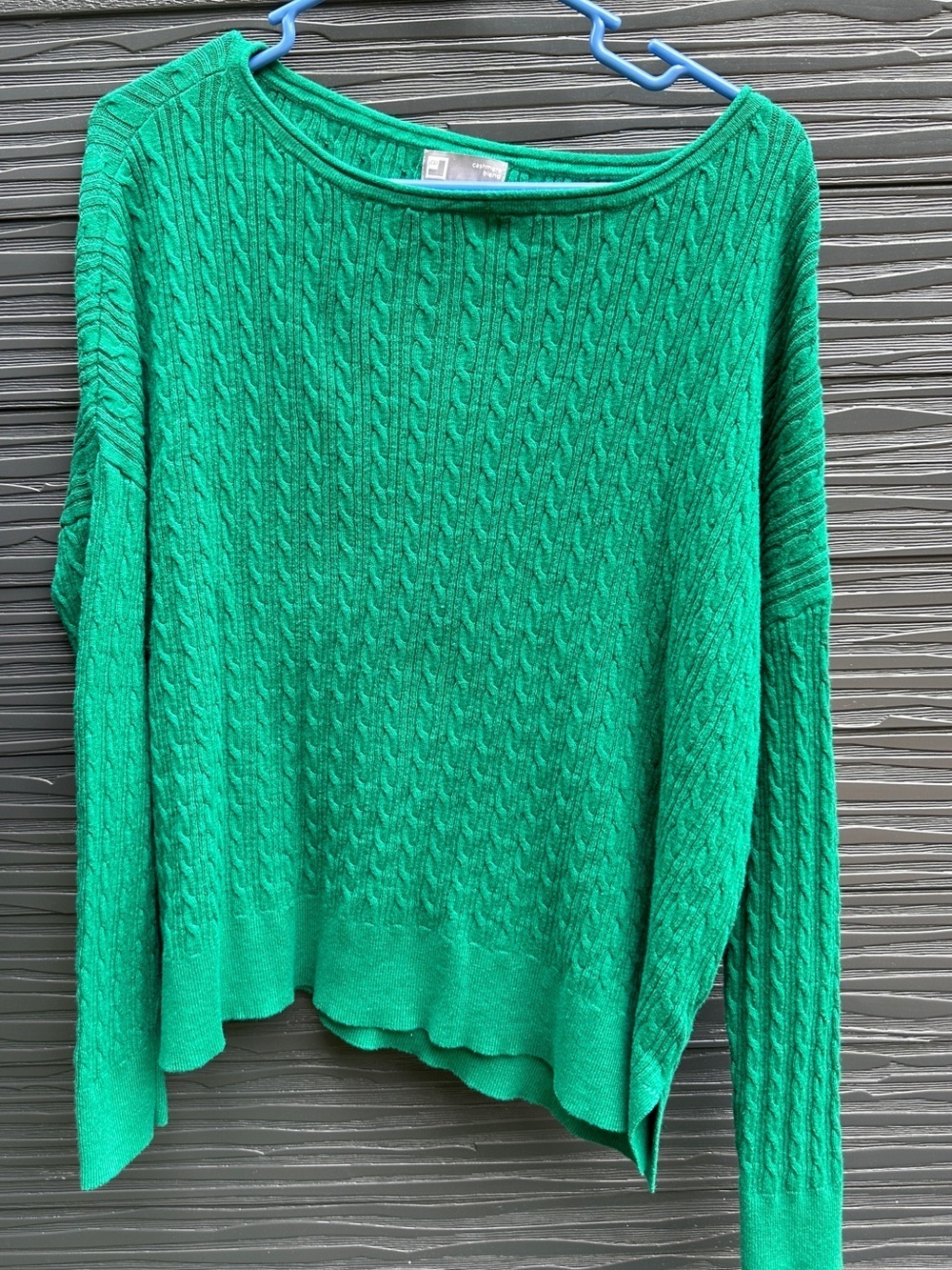 JCP Cashmere Blend Cable Knit Sweater Women’s Large Green Pullover